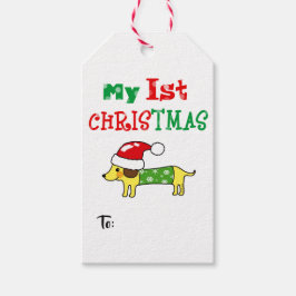 私の最初のクリスマスの子犬ギフトラベル ギフトタグ