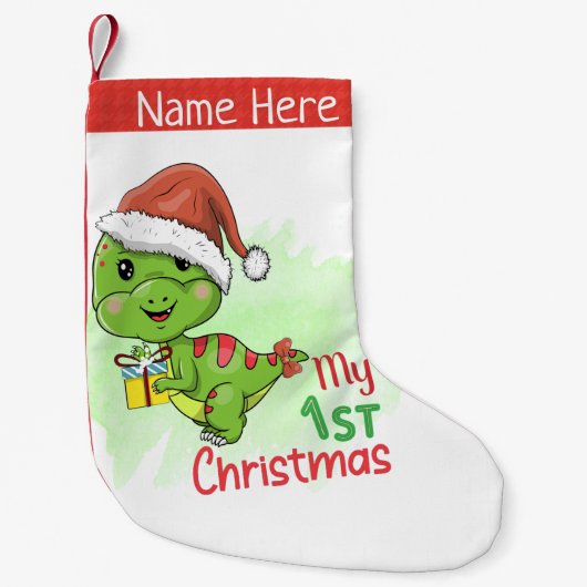 私の最初のクリスマスの恐竜 スモールクリスマスストッキング (正面)