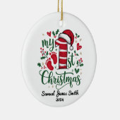 私の最初のクリスマスの足跡 – カスタム セラミックオーナメント (右)