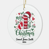 私の最初のクリスマスの足跡 – カスタム セラミックオーナメント (左)