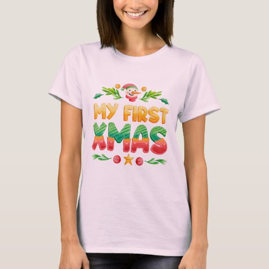 私の最初のクリスマスクリスマスTシャツ Tシャツ (正面)