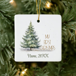 私の最初のクリスマスセラカスタマイズムの名前の聖なる夜 セラミックオーナメント