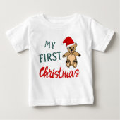 私の最初のクリスマステディベアサンタハット ベビーTシャツ (正面)