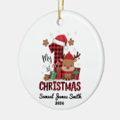 私の最初のクリスマストナカイパーソナライズされた- セラミックオーナメント (左)