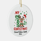 私の最初のクリスマストナカイ – カスタム セラミックオーナメント (右)