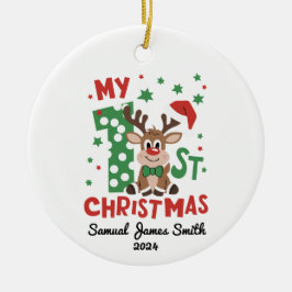 私の最初のクリスマストナカイ – カスタム セラミックオーナメント