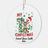 私の最初のクリスマストナカイ – カスタム セラミックオーナメント (左)