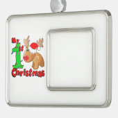 私の最初のクリスマストナカイ シルバープレートフレームオーナメント (左)