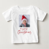私の最初のクリスマスベビーのスクリプト写真 ベビーTシャツ (正面)
