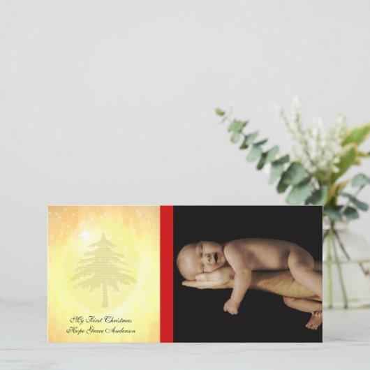 私の最初のクリスマスベビーの写真カード シーズンカード (スタンド正面)