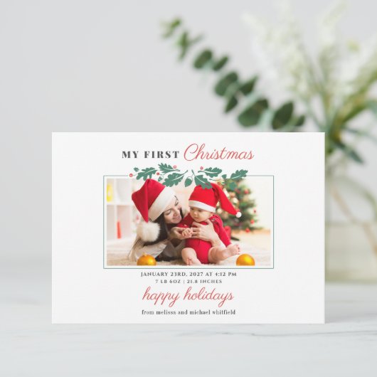 私の最初のクリスマスベビー写真誕生のお知らせ (スタンド正面)