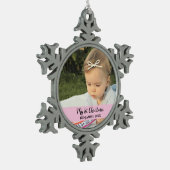 私の最初のクリスマスベビー写真 スノーフレークピューターオーナメント (左)