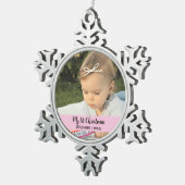 私の最初のクリスマスベビー写真 スノーフレークピューターオーナメント (右)