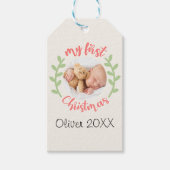 私の最初のクリスマスベビー名PHOTOリースギフトラベル ギフトタグ (正面)