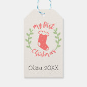 私の最初のクリスマスベビー名PHOTOリースギフトラベル ギフトタグ (裏面)