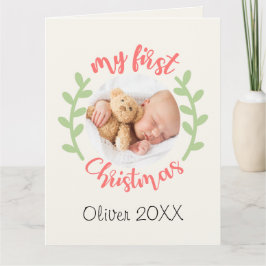 私の最初のクリスマスベビー名PHOTOリース休日 カード