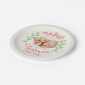 私の最初のクリスマスベビー名PHOTOリース休日 ペーパープレート (アングル)