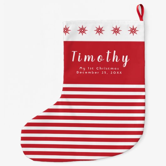 私の最初のクリスマス名前をカスタムする日 ラージクリスマスストッキング (裏面)