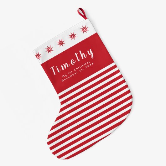 私の最初のクリスマス名前をカスタムする日 ラージクリスマスストッキング (裏面 (吊り時))