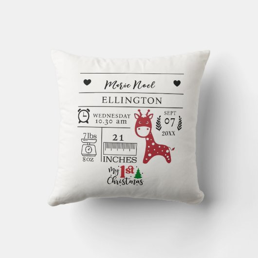 私の最初のクリスマス生まれたばかりのベビー誕生の写真 クッション (裏面)