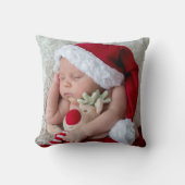 私の最初のクリスマス生まれたばかりのベビー誕生の写真 クッション (正面)