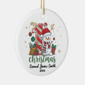 私の最初のクリスマス雪だるま-カスタム セラミックオーナメント (右)