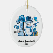 私の最初のクリスマス雪だるま-カスタム セラミックオーナメント (右)