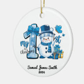 私の最初のクリスマス雪だるま-カスタム セラミックオーナメント (左)