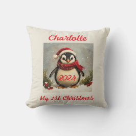 私の最初のクリスマス、ギフトカスタマイズ、ペンギン クッション