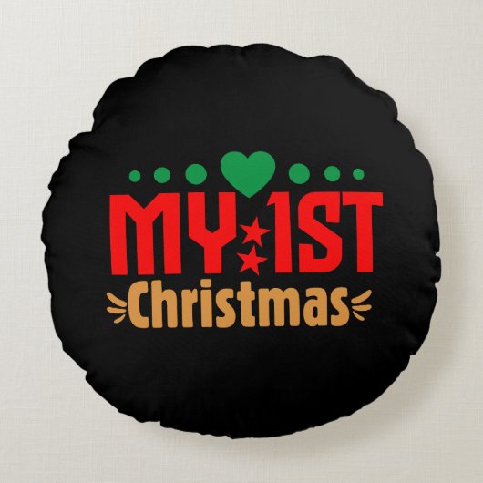 私の最初のクリスマス – クリスマスデザイン ラウンドクッション (正面)