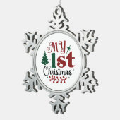 私の最初のクリスマス スノーフレークピューターオーナメント (右)