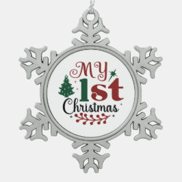 私の最初のクリスマス スノーフレークピューターオーナメント