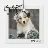 私の最初のクリスマス ペット写真 子犬 セラミックオーナメント (裏面)