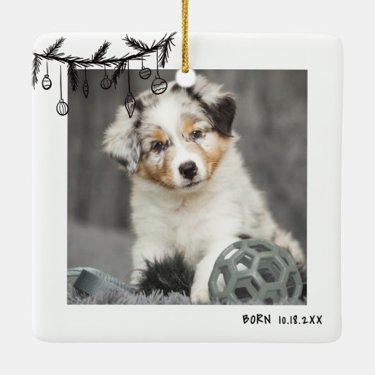 私の最初のクリスマス　ペット写真　子犬 セラミックオーナメント (裏面)
