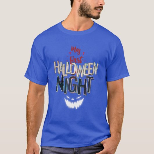 私の最初のハロウィンおもしろいの夜不気味ハロウィーン Tシャツ (正面)