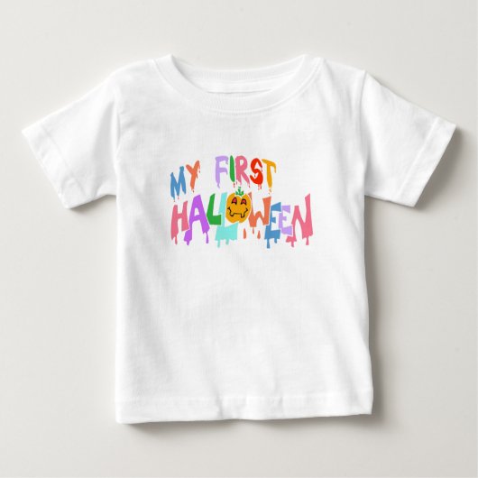 私の最初のハロウィンシャツ - かわいい不気味なベビーTシャツ ベビーTシャツ (正面)