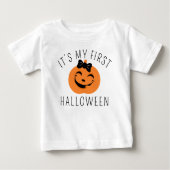 私の最初のハロウィンハッピーカボチャガーリー ベビーTシャツ (正面)