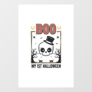 私の最初のハロウィン赤ちゃんドクロヴィンテージ彫刻Tシャツ ウィンドウサイン
