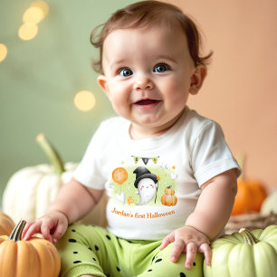 私の最初のハロウィン 名前 かわいいおばけ ベビーTシャツ