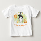 私の最初のハロウィン 名前 かわいいおばけ ベビーTシャツ (正面)