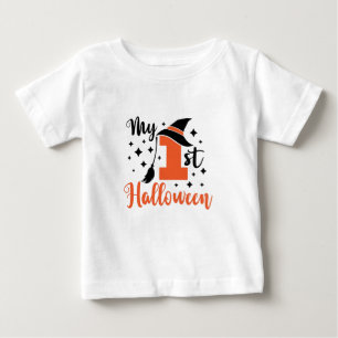 私の最初のハロウィーンかわいいベビー 不気味 ベビーTシャツ