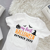 私の最初のハロウィーンかわいい乳児 パーソナライズされた ベビーTシャツ