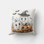 私の最初のハロウィーンかわいい幽霊カボチャベビー名 クッション (裏面)