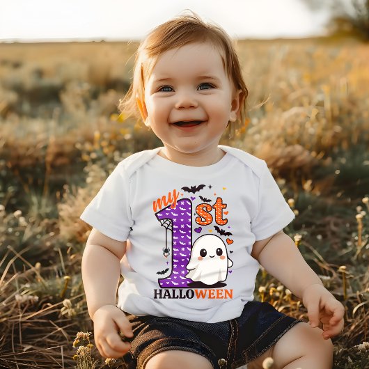 私の最初のハロウィーンかわいい幽霊 ベビーボディスーツ