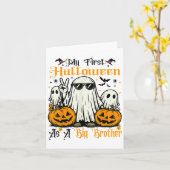 私の最初のハロウィーンの兄の幽霊カボチャ カード (黄色い花)