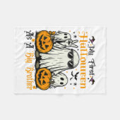 私の最初のハロウィーンの兄の幽霊カボチャ フリースブランケット (正面(横))