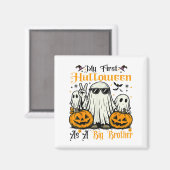 私の最初のハロウィーンの兄の幽霊カボチャ マグネット (正面/裏面)