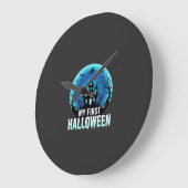 私の最初のハロウィーンの怖いお化け屋敷デザイン_1 ラージ壁時計 (傾斜)