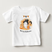 私の最初のハロウィーンオレンジブー幽霊ベビーTシャツ ベビーTシャツ (正面)