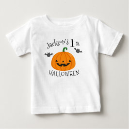 私の最初のハロウィーンパンプキパーソナライズされたン ベビーTシャツ